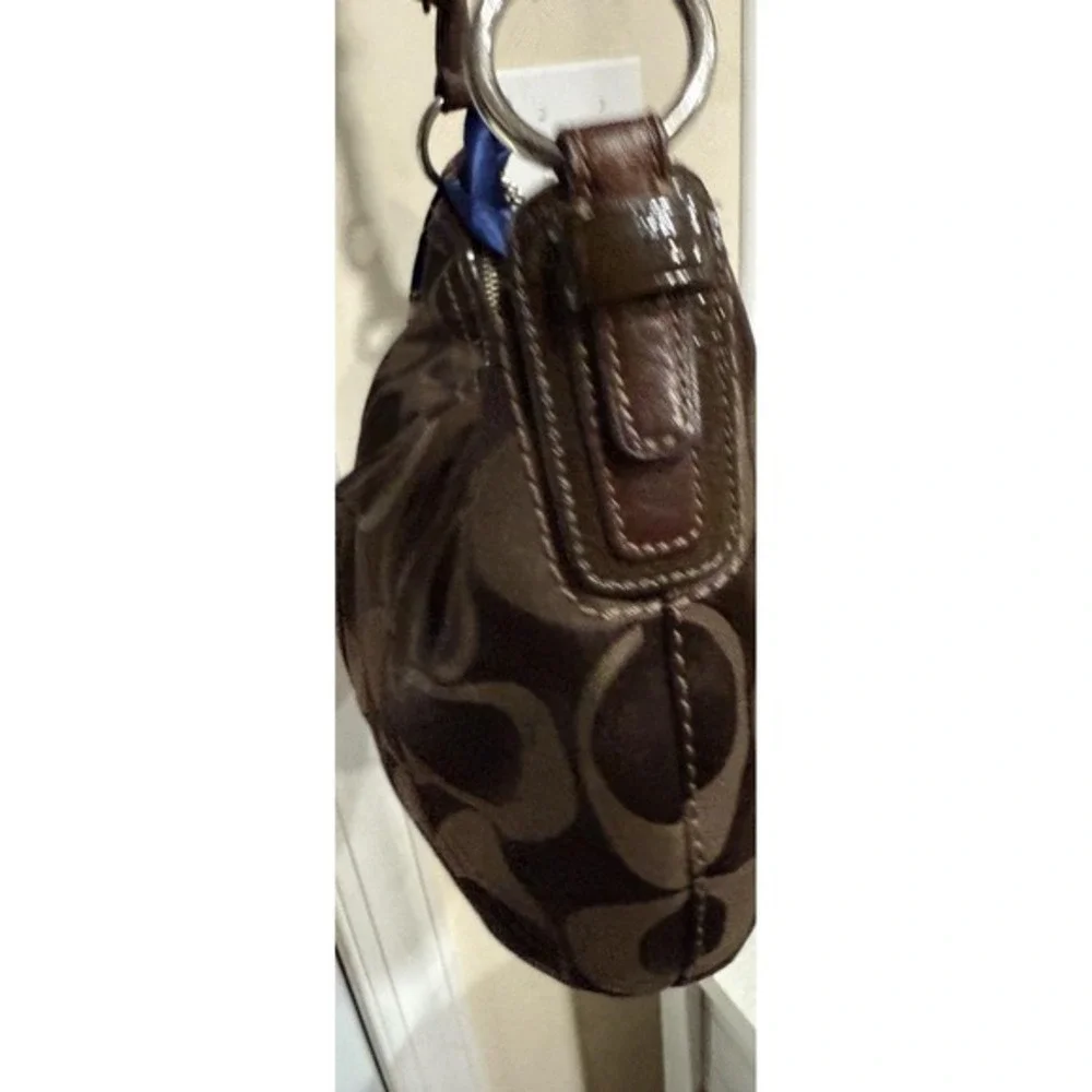 Coach Soho Hobo Bag Purse Vintage Dark Brown Slouchy Jacquard,‎ Signature